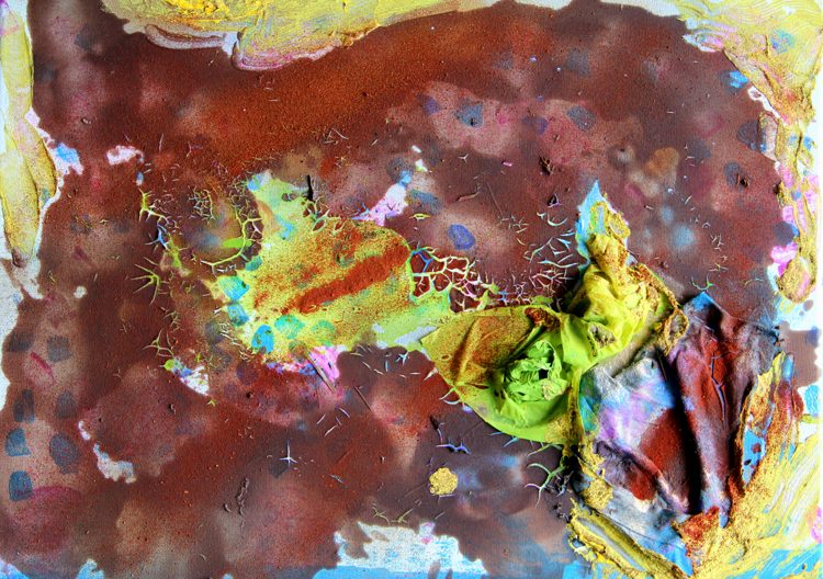 Mixed media painting, earth tones